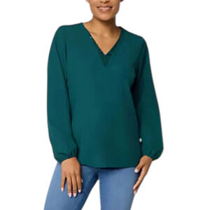 Jingle Belles by Kim Gravel Women's Dazzling Blouse Luxe Forest - Regular